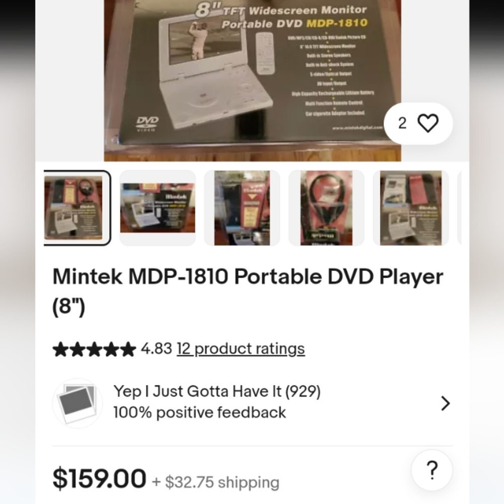 💿 Portable DVD player Mintek  8-in model 1810  EUC